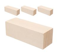 Mikikit 4pcs Unfinished Wood Blocks for Crafts, Flat and Free of Knots Basswood Rectangular and Cube Shapes, Versatile Craft Utility for Beginners and Creative Industries Art Projects
