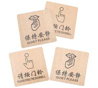 Mikikit 4pcs Wooden Door Signs Set - 2× “keep Quiet” and 2× “please Ring The Doorbell” - Hotel Room Reminder Plaques for Office and Home Use