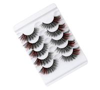 Mikikit 5 Pairs 3d Fake Lashes for Fuller Look, Simulation Material Cosmetic Eye Lashes, Natural Wispy Cat Eye Style, for Salon and Club Makeup Use