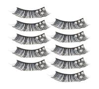 Mikikit 5 Pairs Black and Blue Angel False Eyelashes for Stage Makeup, Dense Latin Dance Lashes with Hard Stem, Dramatic Curl Fake Eyelashes for Performance and Party