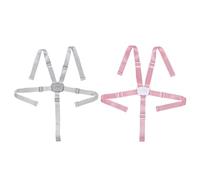 Mikikit 5-Point Adjustable Stroller and High Chair Safety Harness Straps, Soft Breathable Fabric in Grey and Pink for Family Travel and Feeding Sessions, 2Pcs
