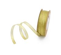 Mikikit 5 Rolls DIY Glitter Grosgrain Ribbon Set, Polyester Ribbed Tape for Flower Wrapping, Packaging, Cake Decoration, Gardening Crafts - Gold, 3-20mm Wide