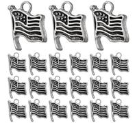 Mikikit 50pcs Antique Silver Alloy American Flag Charm Pendants for DIY Jewelry Making, Necklace and Bracelet Accessories, Craft Charms for Beading and Jewelry Crafts