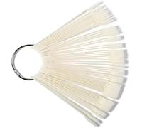 Mikikit 50pcs White Nail Art Display Tips for Manicure Practice Plastic and Metal Nail Polish Display Sticks Easy to Carry Art Accessories for Beginners and Experienced Users