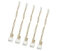 Mikikit 5pcs 8ml Diamond-shaped Glass Perfume Bottles Reusable Compact Hanging Car Diffuser Containers for Essential Oils and Car Air Freshener