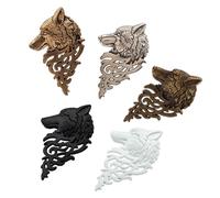 Mikikit 5Pcs Alloy Wolf Head Brooches Vintage Lapel Pins for Men Creative Medieval Style Badges Suitable for Anniversaries and Formal Occasions Random Color