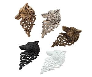 Mikikit 5Pcs Alloy Wolf Head Brooches Vintage Lapel Pins for Men Creative Medieval Style Badges Suitable for Anniversaries and Formal Occasions Random Color