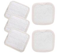 Mikikit 5pcs Bath Shower Loofah Sponge Scrubbers with Beige Edge, 8x8cm Square Natural Loofah Pads for Body Exfoliating and Dead Skin Removal, Suitable for Women’s Daily Shower Use