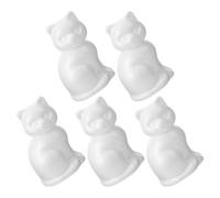 Mikikit 5pcs Blank Foam Cat Embryo Unfinished Animal Shaped Models for DIY Crafts Painting Creative Desktop Decors Educational Family Activity