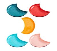 Mikikit 5pcs Crescent-Shaped Snack Serving Plates Mixed Colors, Multipurpose Storage Trays for Dried Fruit, Candy, Pastries, and Party Snacks Random Color