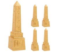 Mikikit 5pcs Egyptian Obelisk Figurine Set Resin Decorative Statues with Ancient Elegance Style for Office Decor and Home Decor Safe Playtime Ornament