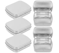 Mikikit 5pcs Flip-top Mini Rectangular Iron Storage Boxes 60x45x15mm Silver Brushed Metal Candy Case Sample Organizer Portable Small Storage Containers for Jewelry and Crafts