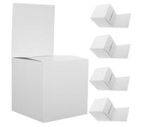 Mikikit 5pcs Foldable Card Drop Box White Coated Paper Voting Suggestion Boxes with Slot for Office School Meeting Room Feedback Collection Easy Assembly Design