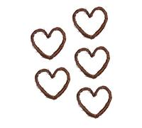 Mikikit 5Pcs Heart Shaped Rattan Wreaths Rustic Decorative Rings for Christmas DIY Crafting Indoor Outdoor Hanging Ornaments Love Heart Design for Home Wedding Party Decor