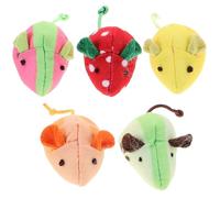 Mikikit 5pcs Plush Mouse Shaped Cat with Catnip for Daily Life, Stimulates Hunting Instincts and Helps Preserve Furniture, Soft Fruit-inspired Kitten for Indoor Cats