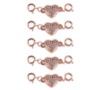 Mikikit 5pcs Rose Gold Heart-Shaped Magnetic Connection Buckles 41x11mm DIY Jewelry Clasps for Necklace Crafting, Stylish Buckle Accessories for Women’s Beaded Necklaces