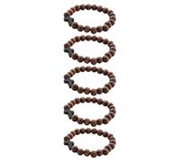 Mikikit 5pcs Wooden Cross Beaded Bracelets Set for Women and Men, Lightweight Design Gentle Touch, Handcrafted Catholic Jewelry for Special Occasions and Daily Wear