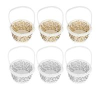 Mikikit 6 Pcs Multi-function Handle Basket Storage Basket Fruit Storage Accessory Portable Design Pp Material Khaki Colour for Home Organization