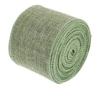 Mikikit 63mm Light Green Solid Linen Imitation Ribbon Roll 10 Yards for DIY Crafting, Floral Wreath, Garden Decoration and Wrapping