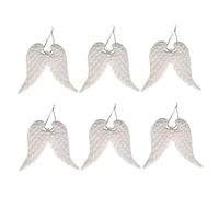 Mikikit 6pcs Angel Wing Christmas Tree Ornaments Hanging Decorations for Xmas Party Wedding Photography Props Festive Home Decor Christmas Ornaments