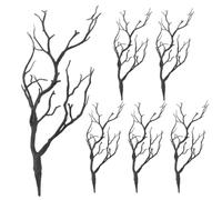 Mikikit 6pcs Artificial Antler Dried Tree Branches, Plastic, Black, Realistic, Never Wither, No Need Sunshine, DIY Craft Branches for Evening Party and Business