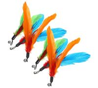 Mikikit 6pcs Cat Refills Replacement Set for Cat Teasing Sticks Colorful Green Pet Accessories and Kittens