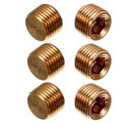 Mikikit 6pcs Copper End Cap with Hexagonal Internal Design and External Threaded Structure, Easy Tightening and Loosening for Pipeline Systems, Sturdy Copper Sprinkler Head Plug