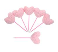 Mikikit 6pcs Cute Pink Heart-shaped Plush Fuzzy Pens with Smooth Ink Flow and Comfortable Grip, Back to School Decorations and Women in Classroom or Office Use