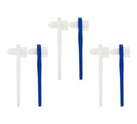 Mikikit 6pcs Denture Toothbrush Set for Adults, Small Dual-Head False Teeth Cleaner with White and Blue Handles, Portable Oral Care Brushes for Denture Cleaning and Maintenance