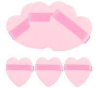 Mikikit 6pcs Heart-shaped Pink Sponge Pads for Foundation Makeup, Soft Flocking Material with Precise Application and Gentle on Skin, Powder Puff Set for Beginners