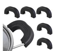 Mikikit 6pcs Medium Black Silicone Anti-Scald Pot Handle Sleeves Non-Slip Pot Grip Covers Heat Resistant Kitchen Cookware Accessories for Cooking and Wok Handles