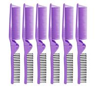 Mikikit 6pcs Purple Anti-static Foldable Hair Combs Double-headed High Temperature Resistant Plastic Folding Combs Portable Hair Styling Tools for Travel and Daily Use