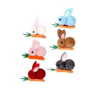 Mikikit 6pcs Rabbit Hair Clip Mini Bunny Carrot Easter Hair Accessories Cute Plush Bunny for Easter Party