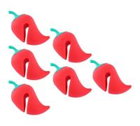 Mikikit 6pcs Red Pepper-shaped Plastic Pot Lid Spill-proof Lifters Heat-resistant Smooth Surface, Small Pot Boil Stoppers for Kitchen Accessories and Practical Cooking Use