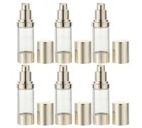 Mikikit 6pcs Refillable Press Pump Bottles 50ml and 30ml Portable Cosmetic Airless Dispenser Bottles with Sealed Design for Skin Care and Daily Makeup Storage