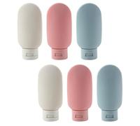 Mikikit 6pcs Silicone Travel Bottles Set 60g Leakproof Portable Lotion Dispenser Cosmetic Containers with Flip Cap for Toiletries Shower Gel Shampoo Storage, Suitable for Travel and Daily