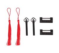 Mikikit 6pcs Vintage Flower and Bird Padlock Antique Chinese Style Latches for Jewelry Box Suitcase to Use Color Tassels Included