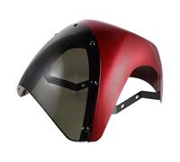 Mikikit 7-inch Universal Motorcycle Windscreen Deflector Windshield Spoiler Front Fairing Cover for Motorbikes, Red and Dark Headlight Guard for Cruiser Touring Sport