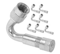 Mikikit 8pcs 45° Silver Copper Valve Stem Extension Set for Car and Motorcycle Tires - Metal Tire Valve Extenders for Wheel Repair and Garage Service