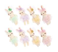 Mikikit 8pcs Fabric Mesh Stuffed Bunny Plush Set, Small Cotton-filled Easter Bunny Dolls in Yellow, Green, Pink, Purple for ’ Party Favors and Nursery Decorations