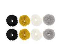 Mikikit 8pcs Fluffy Hair Scrunchies Elastic Hair Ties for Soft Plush Material Comfortable to Touch Easy to Wear for Party and Formal Reception