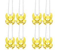 Mikikit 8pcs Gothic Skull Pendant Chain Necklace Set in Golden Plastic, Multi-purpose Hanging Necklaces for Party or Bar Accessories
