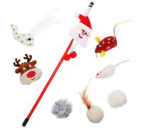 Mikikit 8pcs Interactive Plush Cat Christmas Stocking Set with Creative Shape Design and Plastic Components, Keeps Cat Mentally and Physically Stimulated, for Festive Play