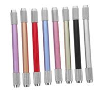 Mikikit 8pcs Metal Dual Head Adjustable Pencil Extenders with Ergonomic Grip for Artists and Students Compact Crayon and Pencil Lengtheners Portable Art Supply Holder for Office Use