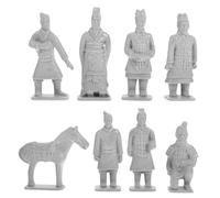 Mikikit 8pcs Mini Terracotta Warriors Figurines Pvc Material, Resistant to Damage and Versatile Decoration for Moss Terrariums and Cabinets, Detailed Ancient Chinese History Collectible