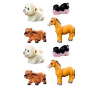 Mikikit 8pcs Miniature Farm Animal Figurines Set - Resin Cow, Horse, Pig, Dog Models - Tiny Mini Animal Statues for Garden Terrariums, Desktop Decoration, and Educational Play