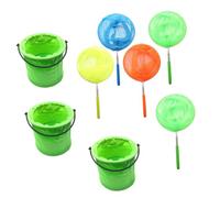 Mikikit 8pcs Retractable Butterfly Catching Nets and Foldable Fish Buckets Set Extendable Telescopic Fishing Nets with 5 and 3 Collapsible Buckets for Outdoor Nature Random Color