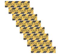 Mikikit 8pcs Self-adhesive Anti-slip Stair Tape, Yellow and Black Plastic Warning Tread Decal for Indoor Home Use on Stairs and Floors, Safety Step Marking Sticker
