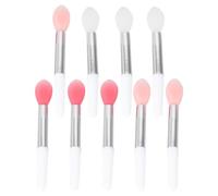 Mikikit 9pcs Silicone Lip Mask Brush Set with Soft Heads, Portable Cosmetic Lipstick Applicators in Pink, and Watermelon Red for Travel and Professional Makeup Use