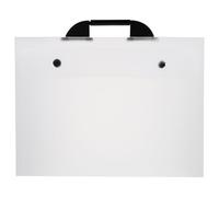 Mikikit A3 Art Portfolio Bag Portable Handheld Artwork Folder White Button Design Large Poster Storage Case Suitable for Students and Artists